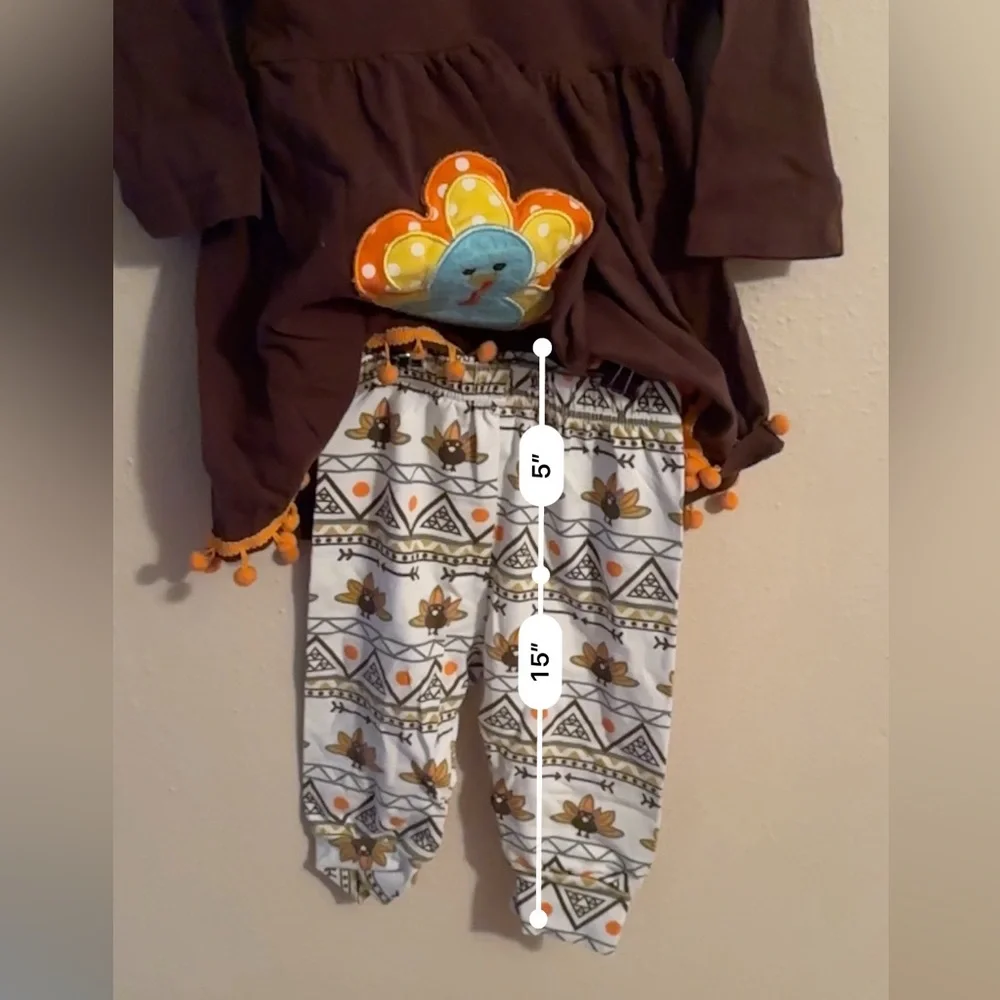 Turkey themed Thanksgiving outfit. Worn once. Like new. Holiday ready!